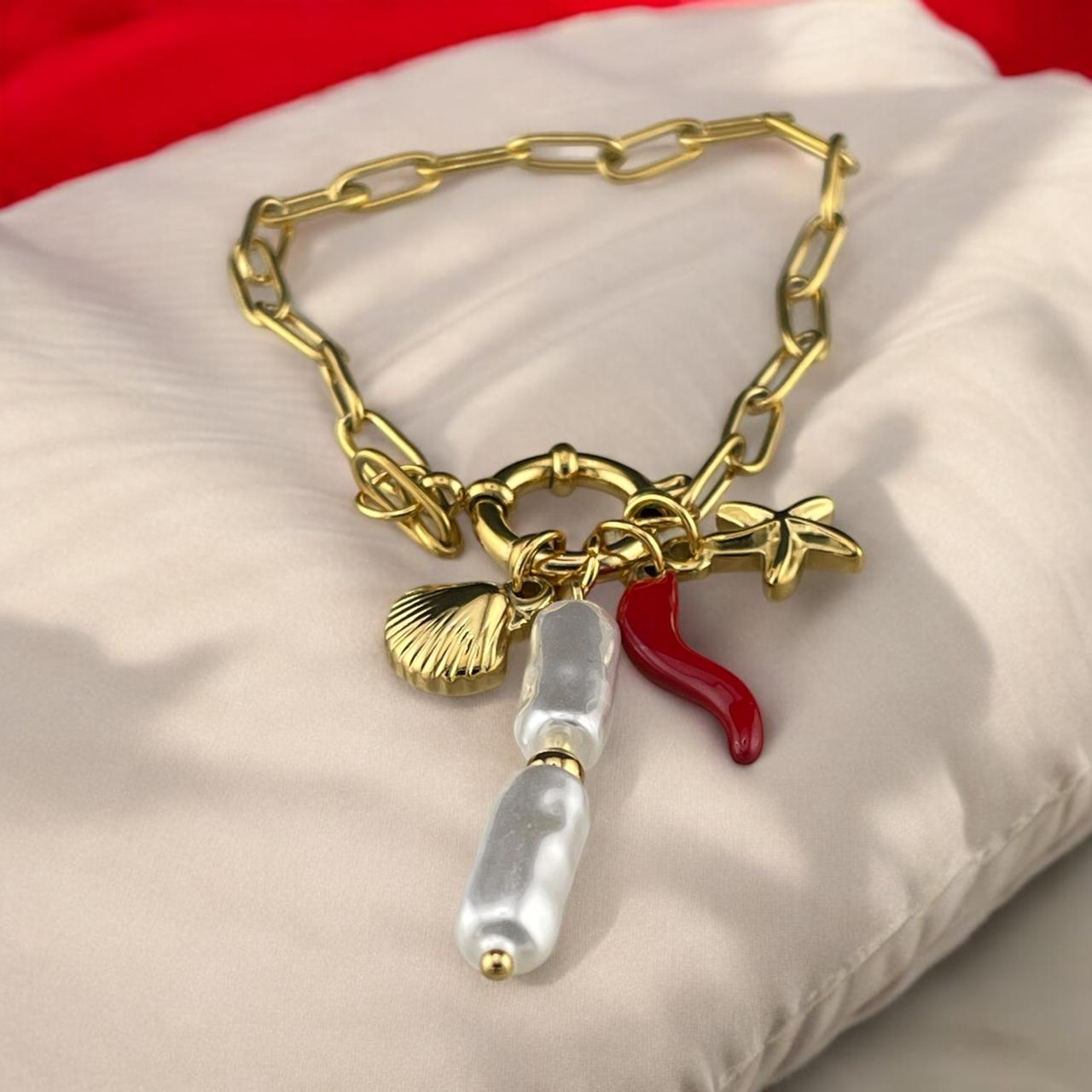 PULSERA MARINA CON PERLA