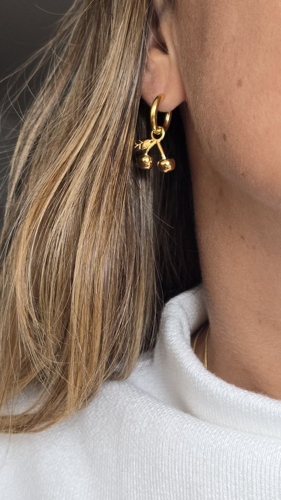 ARETES CEREZAS ORO 18K LAMINADO